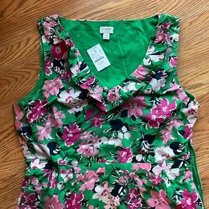 JCrew Factory Printed V-Neck Floral Ruffle Midi Dress NWT